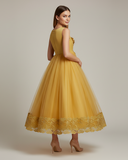 Jugendweihe Kleid Glitzer Gelb Kinder | Festkleid - Ansicht 2