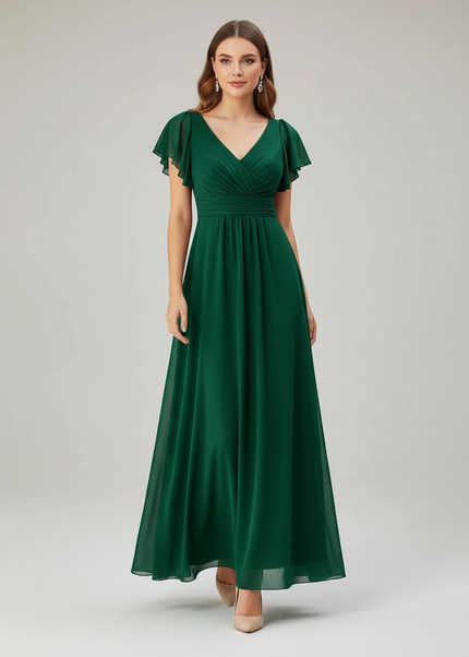 Jugendweihe Kleid Glitzer Mint Chiffon | Festkleid - Ansicht 1