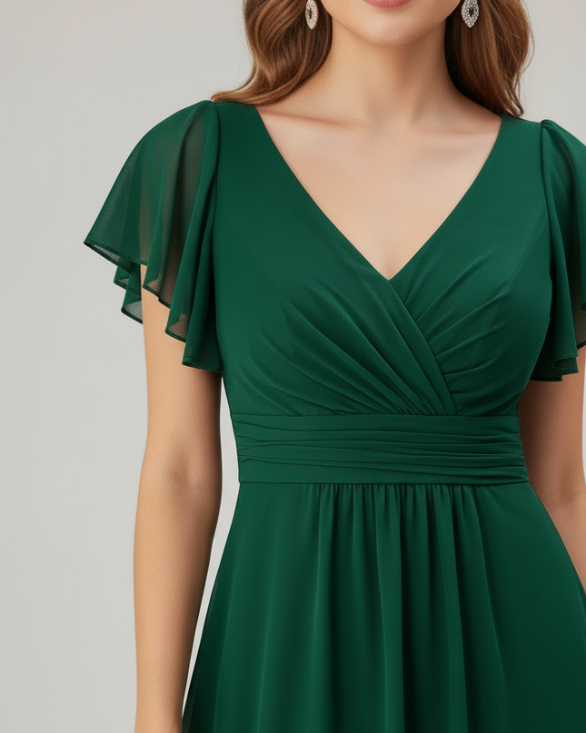 Jugendweihe Kleid Glitzer Mint Chiffon | Festkleid - Ansicht 4