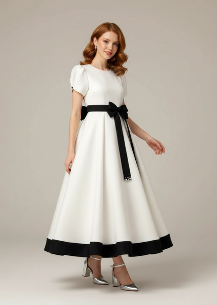 Jugendweihe Kleid Glitzer Weiss Gold Kinder | Festkleid - Ansicht 1