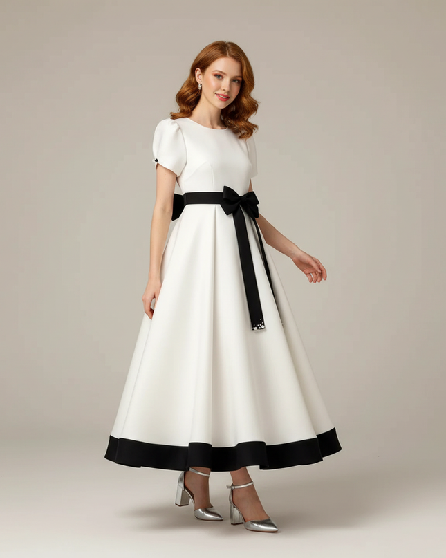 Jugendweihe Kleid Glitzer Weiss Gold Kinder | Festkleid - Ansicht 1