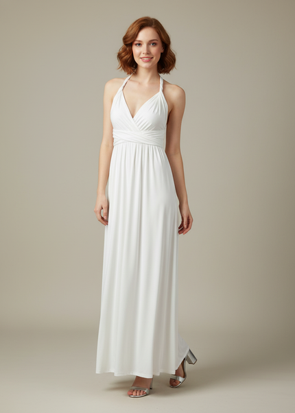Jugendweihe Kleid Glitzer Weiss | Maxi Festkleid - Ansicht 1