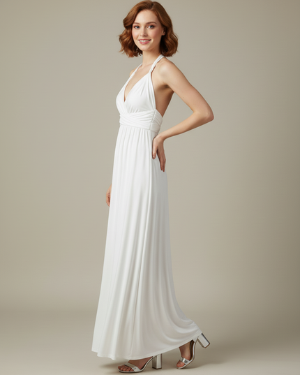 Jugendweihe Kleid Glitzer Weiss | Maxi Festkleid - Ansicht 3