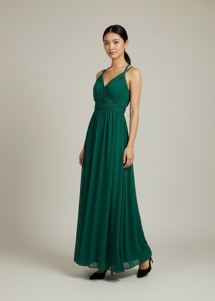 Jugendweihe Kleid Gruen Chiffon Olive Lang Multiway S-XL - Ansicht 1