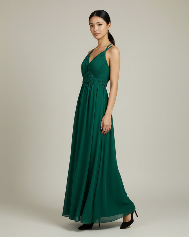 Jugendweihe Kleid Gruen Chiffon Olive Lang Multiway S-XL - Ansicht 3