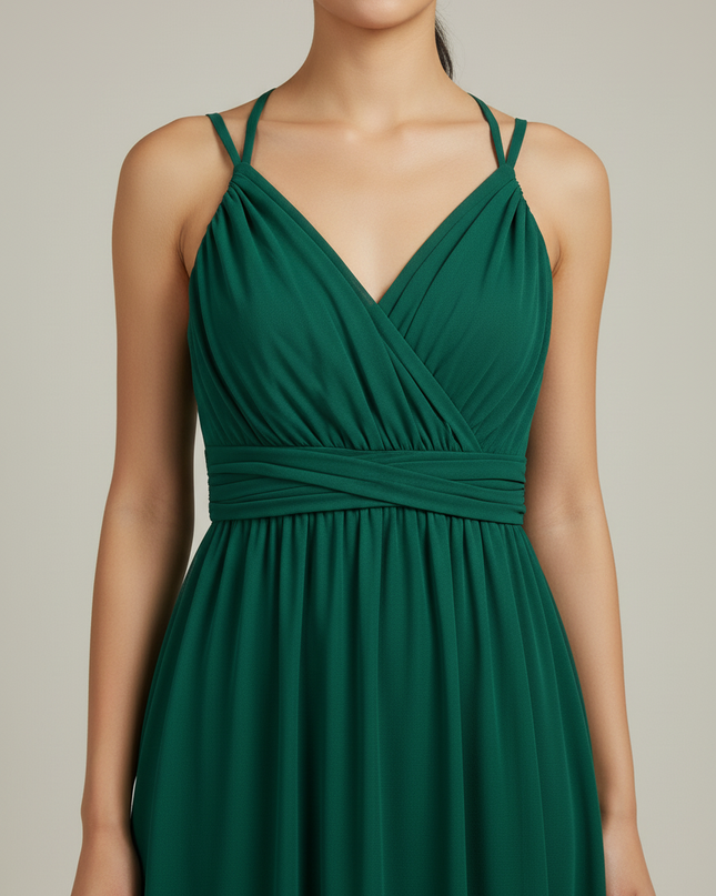 Jugendweihe Kleid Gruen Chiffon Olive Lang Multiway S-XL - Ansicht 4