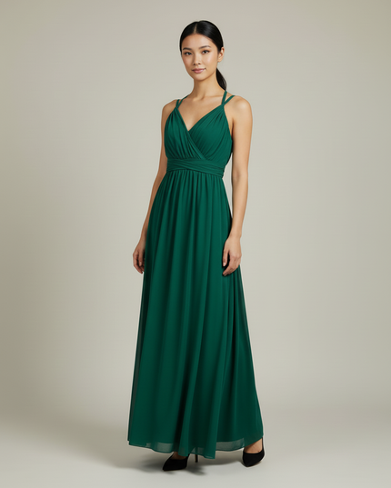 Jugendweihe Kleid Gruen Chiffon Olive Lang Multiway S-XL - Ansicht 5