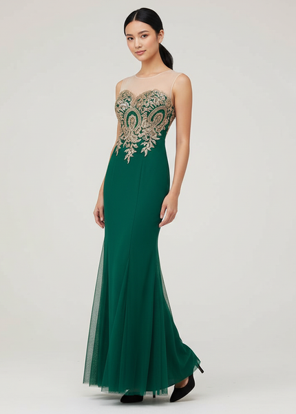 Jugendweihe Kleid Gruen Elegant Meerjungfrau Spitze Mint - Ansicht 1