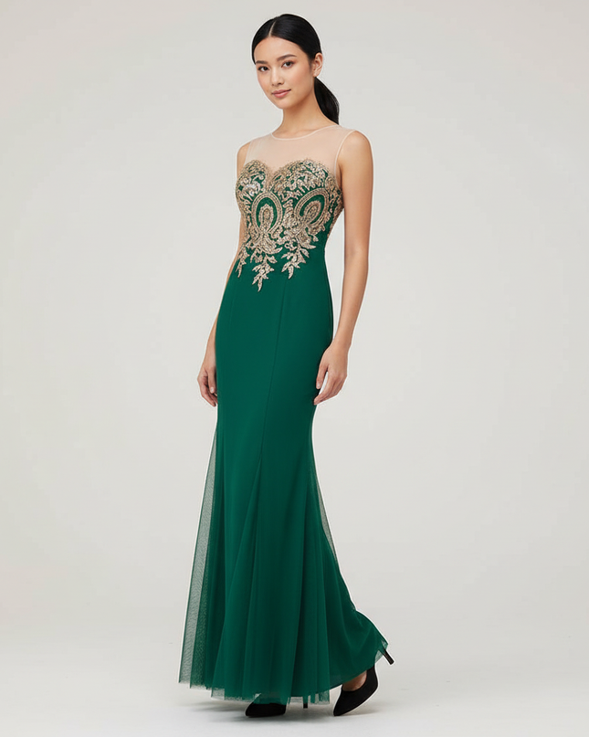 Jugendweihe Kleid Gruen Elegant Meerjungfrau Spitze Mint - Ansicht 1
