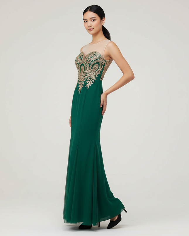 Jugendweihe Kleid Gruen Elegant Meerjungfrau Spitze Mint - Ansicht 3