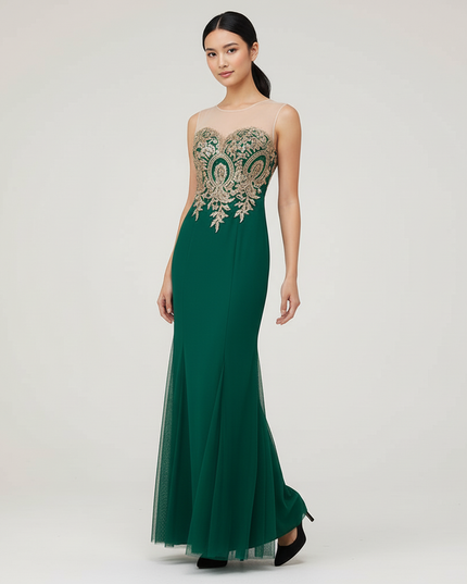 Jugendweihe Kleid Gruen Elegant Meerjungfrau Spitze Mint - Ansicht 5