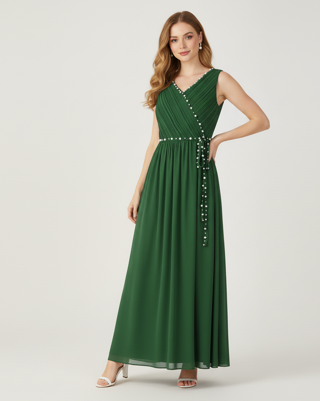 Jugendweihe Kleid Gruen Festlich Armeegruen A-Linie Maedchen - Ansicht 3