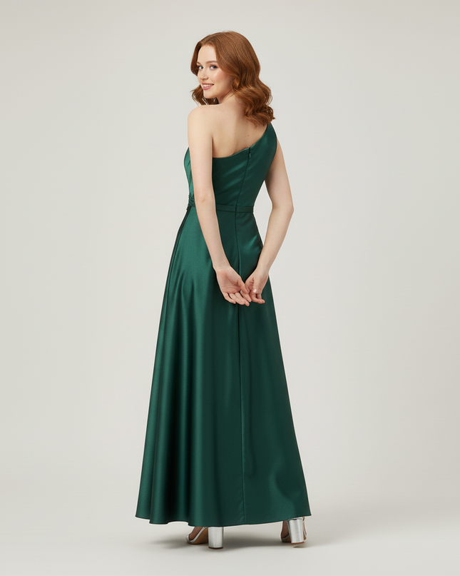 Jugendweihe Kleid Gruen Kinder One-Shoulder Tuell Lang - Ansicht 2