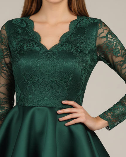 Jugendweihe Kleid Gruen Kurz Applikationen Teenager - Ansicht 3