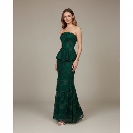 Jugendweihe Kleid Gruen Meerjungfrau Strapless | 3D Blumen - Ansicht 1