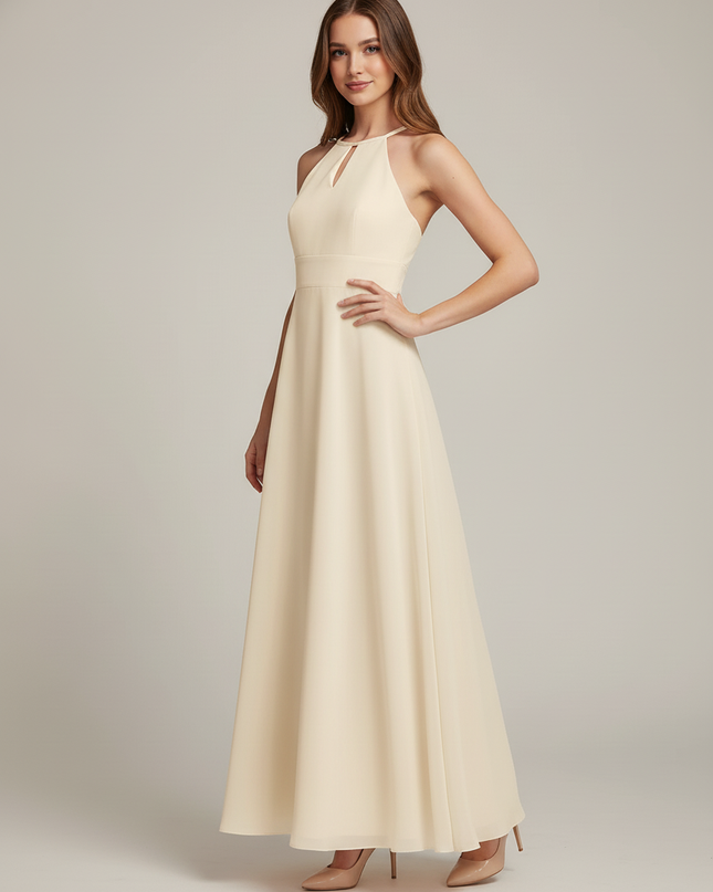 Jugendweihe Kleid Halter Champagner Chiffon Glitzer - Ansicht 3