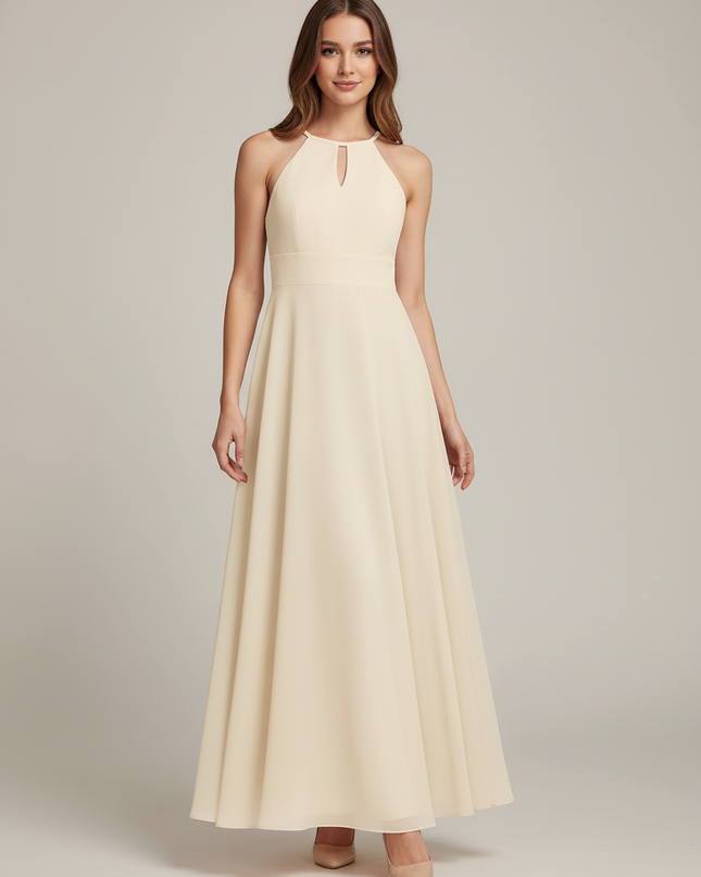 Jugendweihe Kleid Halter Champagner Chiffon Glitzer - Ansicht 5