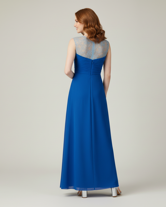 Jugendweihe Kleid Hellblau Blume | Chiffon Spitze Lang - Ansicht 2