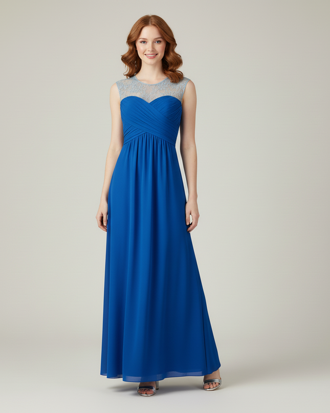 Jugendweihe Kleid Hellblau Blume | Chiffon Spitze Lang - Ansicht 5