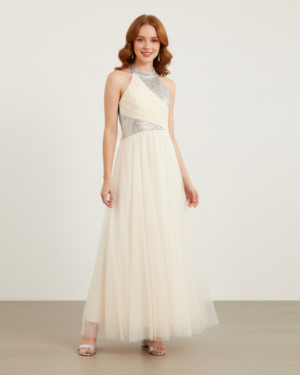 Jugendweihe Kleid Ivory Pailletten Tuell Kinder - Ansicht 1