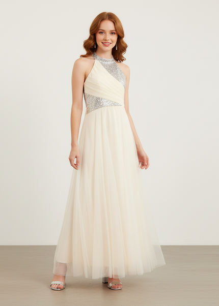 Jugendweihe Kleid Ivory Pailletten Tuell Kinder - Ansicht 1