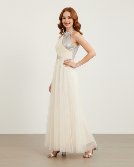 Jugendweihe Kleid Ivory Pailletten Tuell Kinder - Ansicht 3