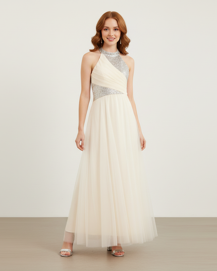 Jugendweihe Kleid Ivory Pailletten Tuell Kinder - Ansicht 5