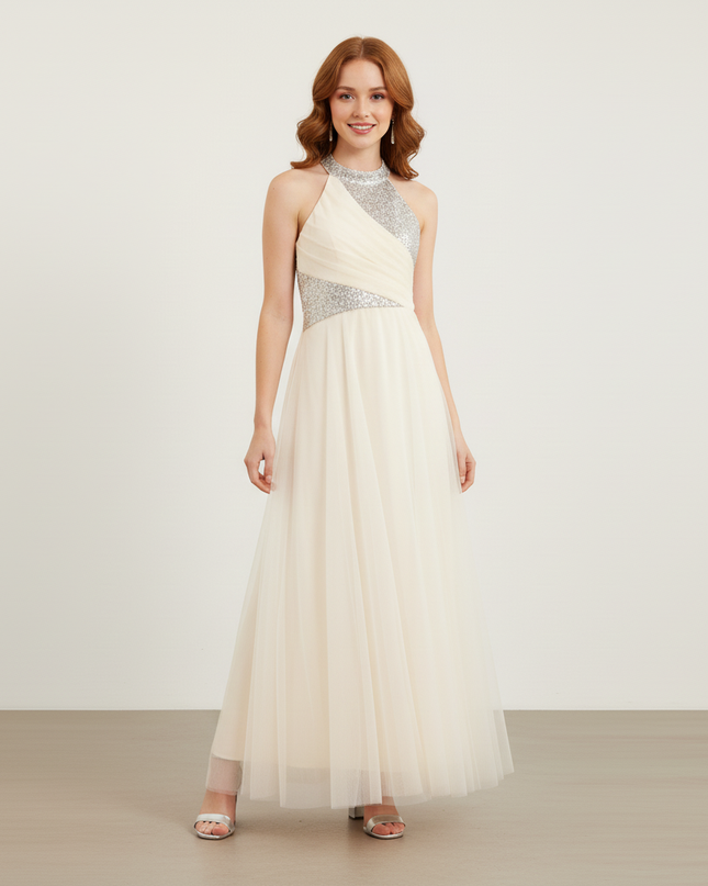 Jugendweihe Kleid Ivory Pailletten Tuell Kinder - Ansicht 5