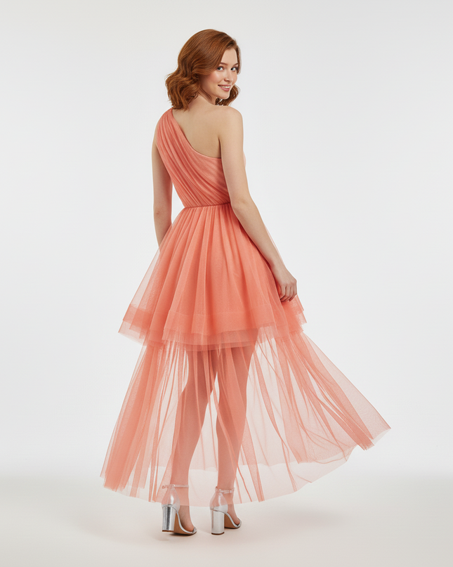 Jugendweihe Kleid Koralle Rosa Einschultrig | Teens - Ansicht 2