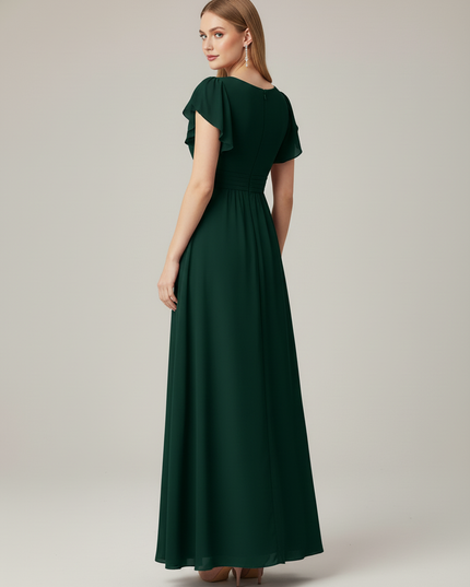 Jugendweihe Kleid Lang Glitzer Dunkelgruen | Chiffon - Ansicht 2