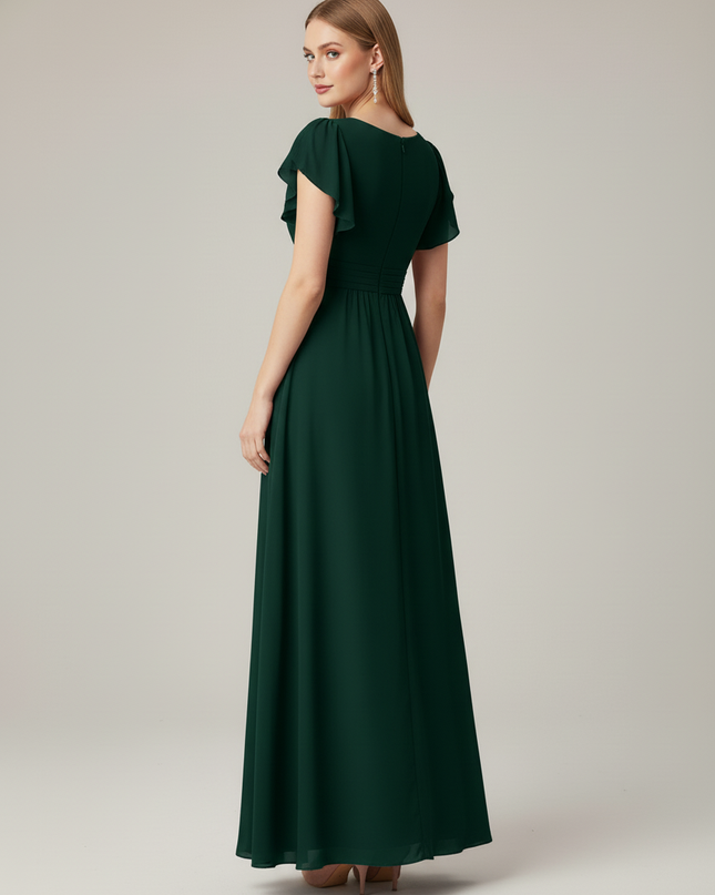 Jugendweihe Kleid Lang Glitzer Dunkelgruen | Chiffon - Ansicht 2