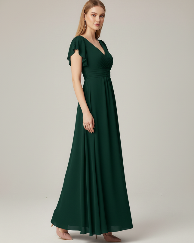 Jugendweihe Kleid Lang Glitzer Dunkelgruen | Chiffon - Ansicht 3