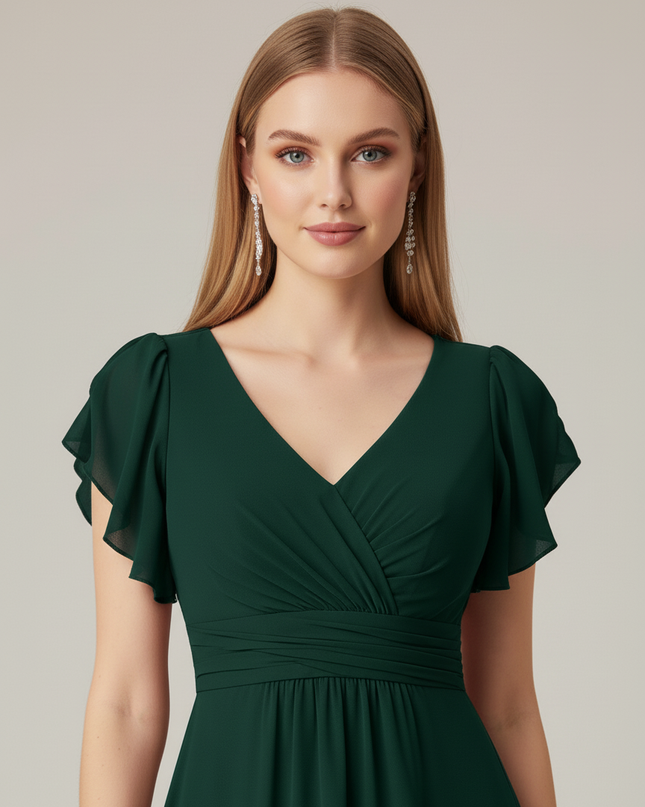Jugendweihe Kleid Lang Glitzer Dunkelgruen | Chiffon - Ansicht 4