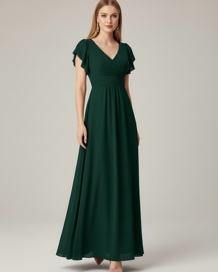 Jugendweihe Kleid Lang Glitzer Dunkelgruen | Chiffon - Ansicht 5