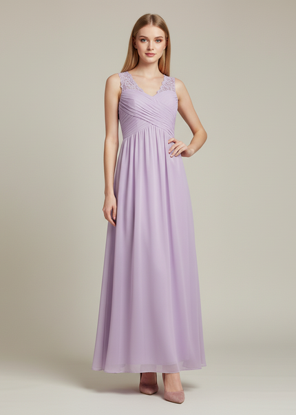 Jugendweihe Kleid Lavendel Blumen Spitze Kinder | Lang - Ansicht 1