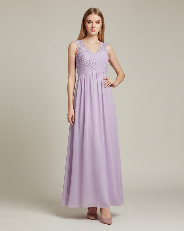 Jugendweihe Kleid Lavendel Blumen Spitze Kinder | Lang - Ansicht 1