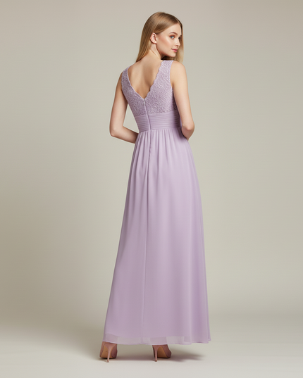 Jugendweihe Kleid Lavendel Blumen Spitze Kinder | Lang - Ansicht 2