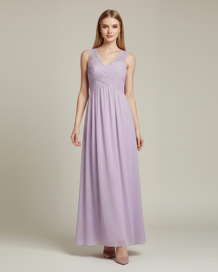 Jugendweihe Kleid Lavendel Blumen Spitze Kinder | Lang - Ansicht 5