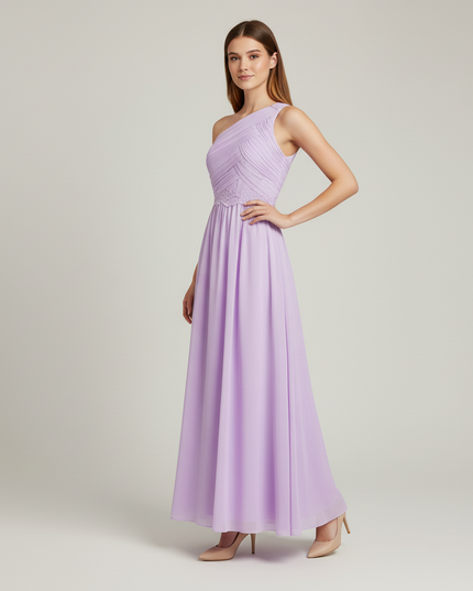 Jugendweihe Kleid Lavendel Einschultrig Chiffon | Festlich - Ansicht 3