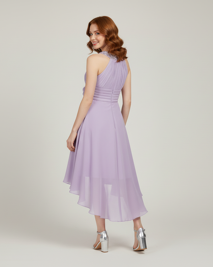 Jugendweihe Kleid Lavendel Hi-Low Chiffon | Festlich - Ansicht 2