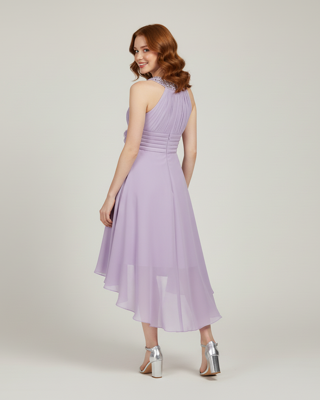 Jugendweihe Kleid Lavendel Hi-Low Chiffon | Festlich - Ansicht 2