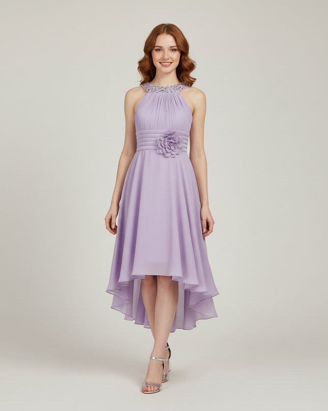 Jugendweihe Kleid Lavendel Hi-Low Chiffon | Festlich - Ansicht 5