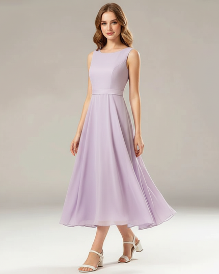 Jugendweihe Kleid Lavendel Kurz Kinder Chiffon - Ansicht 1