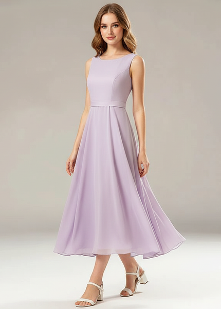 Jugendweihe Kleid Lavendel Kurz Kinder Chiffon - Ansicht 1