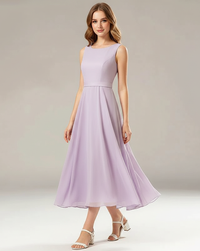 Jugendweihe Kleid Lavendel Kurz Kinder Chiffon - Ansicht 1