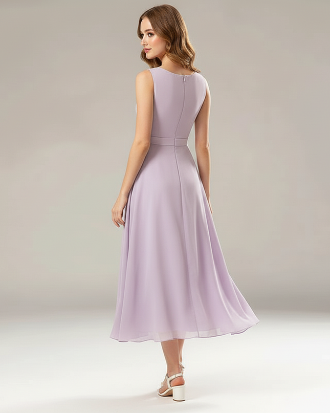 Jugendweihe Kleid Lavendel Kurz Kinder Chiffon - Ansicht 2