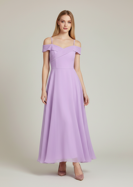 Jugendweihe Kleid Lavendel Off-Shoulder Lang - Ansicht 1