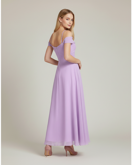 Jugendweihe Kleid Lavendel Off-Shoulder Lang - Ansicht 2