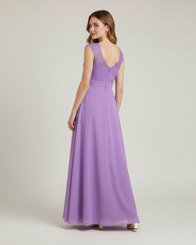 Jugendweihe Kleid Lavendel Spitze Chiffon Lang - Ansicht 2