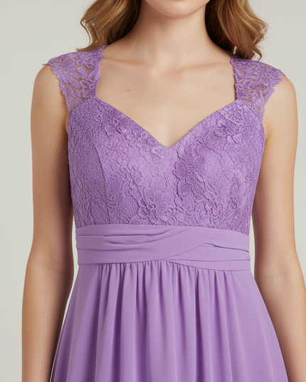 Jugendweihe Kleid Lavendel Spitze Chiffon Lang - Ansicht 4